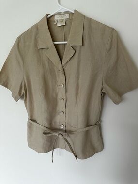 Vintage Escada women’s linen short sleeve button up top 40